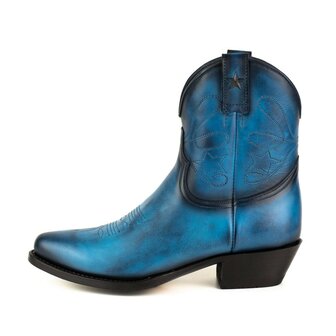 Mayura Boots 2374 Vintage Blauw/ Dames Cowboy fashion Enkellaars Spitse Neus Western Hak Echt Leer