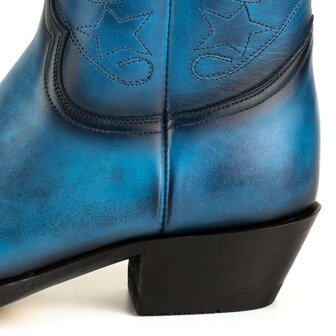 Mayura Boots 2374 Vintage Blauw/ Dames Cowboy fashion Enkellaars Spitse Neus Western Hak Echt Leer