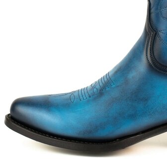 Mayura Boots 2374 Vintage Blauw/ Dames Cowboy fashion Enkellaars Spitse Neus Western Hak Echt Leer