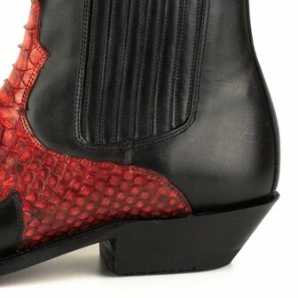 Mayura Boots Rock 2500 Rood/ Spitse Western Heren Enkellaars Python Schuine Hak Elastiek Sluiting Vintage Look