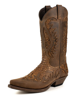 Mayura Boots 2567P Bruin/Kastanje Phyton Spitse Cowboy Western Laarzen Schuine Hak Rechte Schacht Treklussen zijaanzicht