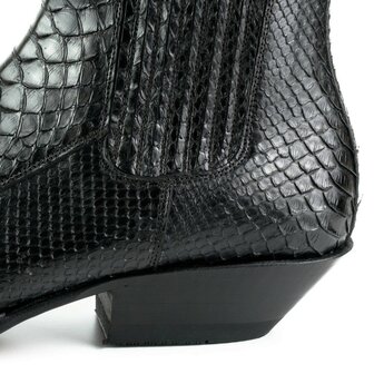 Mayura Boots 2575 Black Python Pointed Western Men&#039;s Ankle Boot Wedge Heel Elastic Closure Detail Heel