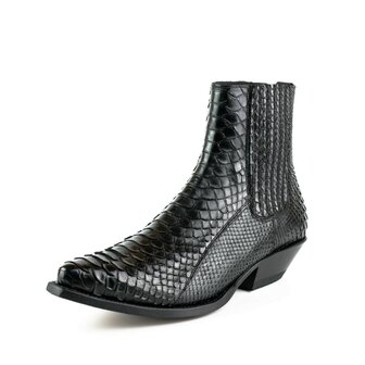 Mayura Boots 2575 Black Python Pointed Western Men&#039;s Ankle Boot Wedge Heel Elastic Closure Overview