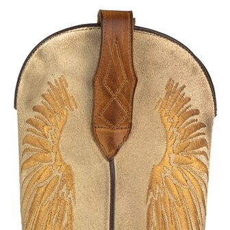 Mayura Boots WINGS 2666 Cognac Bruin Offwhite Creme Dames Western Laarzen Vleugels Sierstiksel Spitse Neus Schuine Hak Mat En S