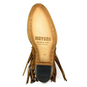 Mayura Boots 2475 Bruin Dames Boho Franjes Western Laarzen Sierstiksel Ronde Neus Schuine Hak Suede Leer  Zool