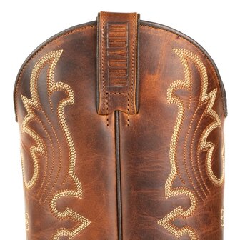 Mayura Boots 2627 Kastanje Bruin Cowboy Western Casual Line Dance Heren Laarzen Semi Cubaanse Hak Echt Leer Ronde neus Detail S