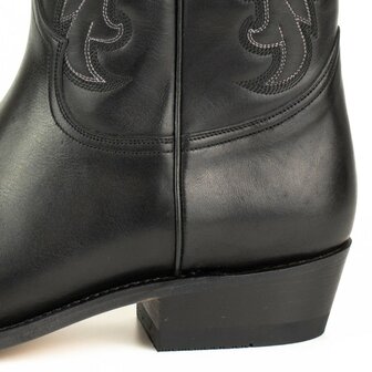 Mayura Boots 2627 Black Cowboy Western Casual Men&#039;s Boots Semi Cuban Heel Genuine Leather Round Nose Detail Heel