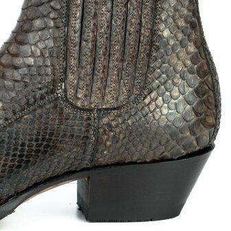 Mayura Boots 2496P Bruin/ Python Dames Western Enkellaarzen Spitse Neus Cowboyhak Elastiek Sluiting Echt Leer Detail Hak