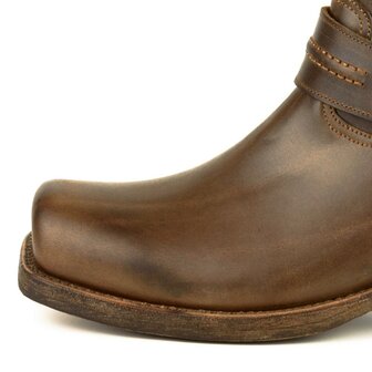 Mayura Boots 05 ARS Bruin/ Biker Western Heren Enkellaars Vierkante Neus Rits Sluiting  Verstelbaar Sierspoor Detail Neus