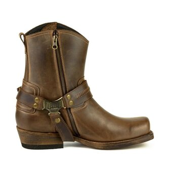 Mayura Boots 05 ARS Bruin/ Biker Western Heren Enkellaars Vierkante Neus Rits Sluiting  Verstelbaar Sierspoor Detail Rits