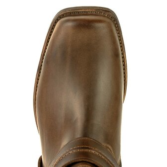 Mayura Boots 05 ARS Bruin/ Biker Western Heren Enkellaars Vierkante Neus Rits Sluiting  Verstelbaar Sierspoor Detail Vierkante 