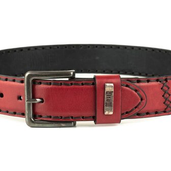 Mayura Riem 925 Rood Cowboy Western 4 cm Brede Jeans Riem Verwisselbare Gesp Glad leder Detail Gesp