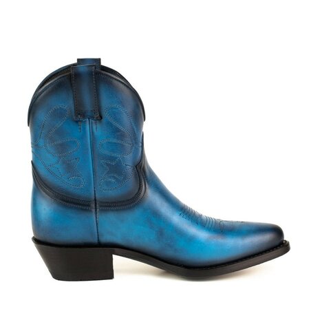 Mayura Boots 2374 Vintage Blauw/ Dames Cowboy fashion Enkellaars Spitse Neus Western Hak Echt Leer