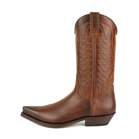 Mayura Boots 1920 Brown Pointed Cowboy Western Line Dance Ladies Men Boots Slanted Heel Genuine Leather Sideview