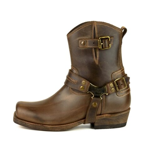 Mayura Boots 05 ARS Bruin/ Biker Western Heren Enkellaars Vierkante Neus Rits Sluiting  Verstelbaar Sierspoor 