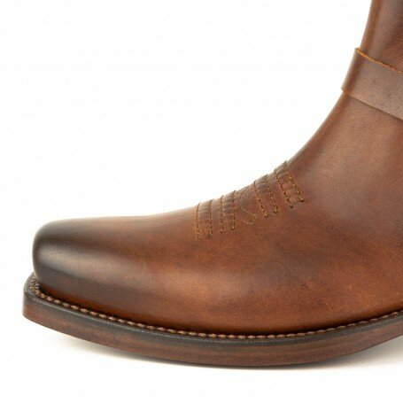 Mayura Boots 24 Kastanje/ Cowboy Western Enkellaars Heren Vierkante Neus Sierspoor Elastiek Sluiting DEtail Neus